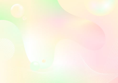 abstract pastel gradient background with bubbles and wavy lines vector