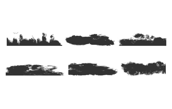 Collection of Cloud Silhouettes in Various Shapes vector