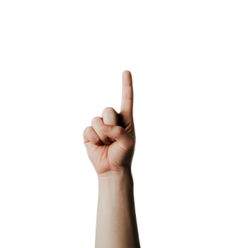 Hand Pointing Up with One Finger on Transparent Background in Studio Shot png