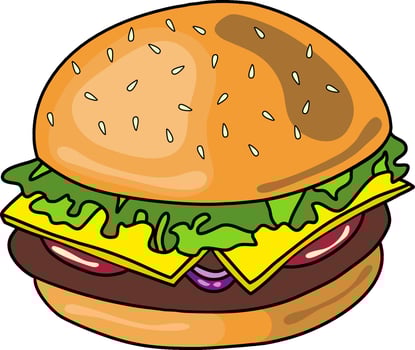 Juicy Cheeseburger with Lettuce and Onion vector