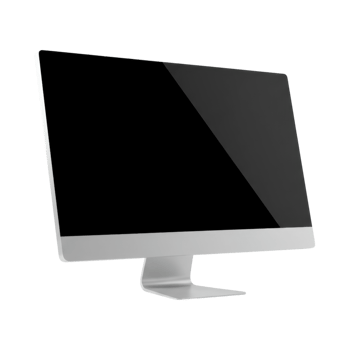 3D desktop computer monitor with blank screen and modern design png