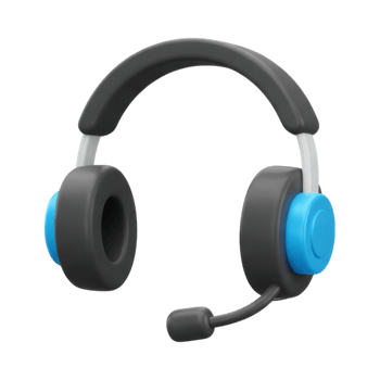 3D headset with microphone, ideal for communication and customer support png