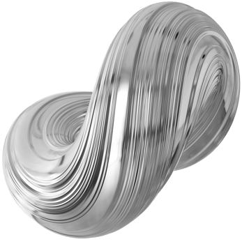 3D Chrome metallic twisted abstract shape clipart png