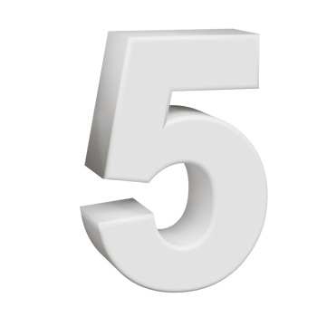 3D render neoblock alphabet number 5 png