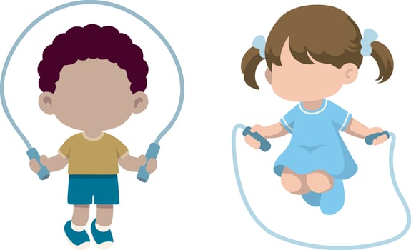 Boy and Girl Jump Rope Illustration. vector
