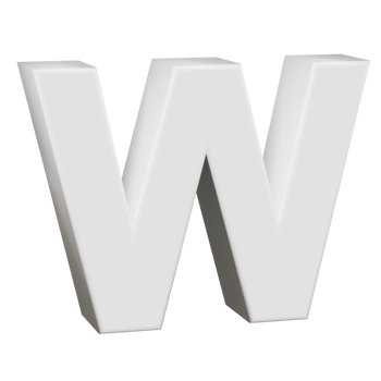 3D Render neoblack alphabet W png