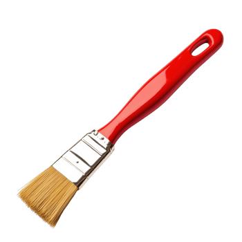 Red handled paint brush close up shot on transparent background png