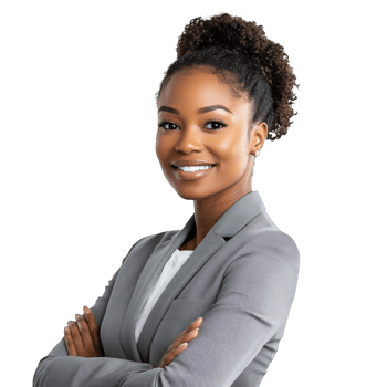 Confident business woman portrait on transparent background png