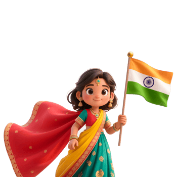Indian Girl with Indian Flag png