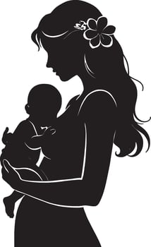 Mother and Baby Silhouette vector
