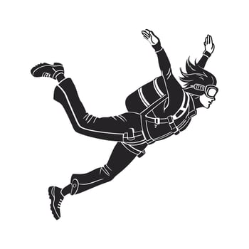 Freefall skydiver outline soaring through the open clear sky. vector