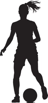 Female footballers soccer players silhouette vector