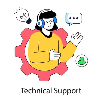 A colored design illustration of technical support vector