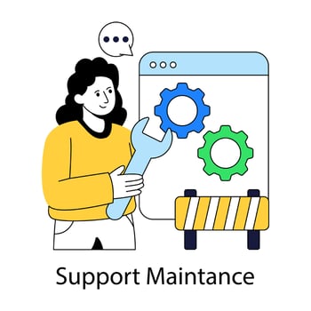 An editable design illustration of support maintenance vector