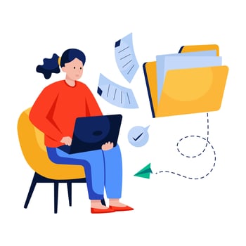 Folded transfer illustration, editable vector
