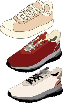 Shoes sneaker cartoon icon, set of sneakers design isolated, full color sneaker template cartoon design vector