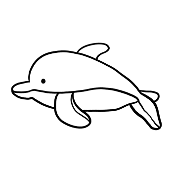 Dolphin isolated black outline cartoon illustration png