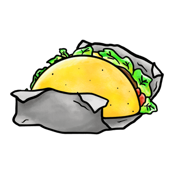 Taco wrapped with paper cartoon color illustration png