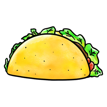 Taco with vegetables inside cartoon color illustration png