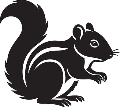 Stylish chipmunk silhouette black and white, Cute chipmunk art wildlife design vector