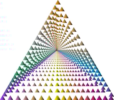 Geometric illusion of colorful triangles in perspective vector