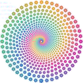 Rainbow star spiral twisted with light colors vector