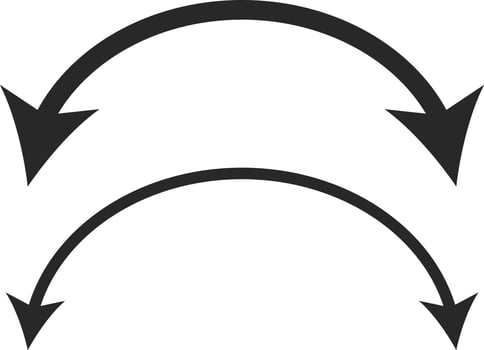 Dual semi circle Arrow. Double headed curved arrow symbol. Semicircular curved. Replaceable design. two side arrow icons vector