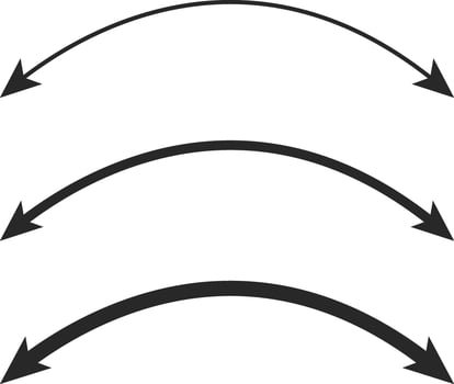 Dual semi circle Arrow icon. Double headed curved arrow symbol. Semicircular curved. Replaceable design. two side arrow icons vector