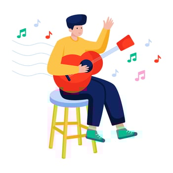 A music equipment illustration, flat design of guitar vector