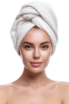 Ukrainian beauty enjoying a skin care spa treatment with healthy, radiant skin against a transparent background png