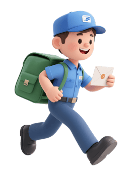 A cartoon mailman running with a letter png
