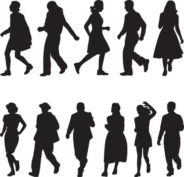 Best Silhouettes of people walking and standing vector