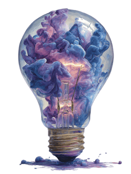 Colorful Smoke Swirling Inside a Light Bulb with Artistic Effect png