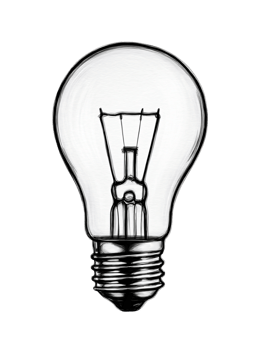 Vintage Light Bulb with Classic Design Sketchy Style Illustration png