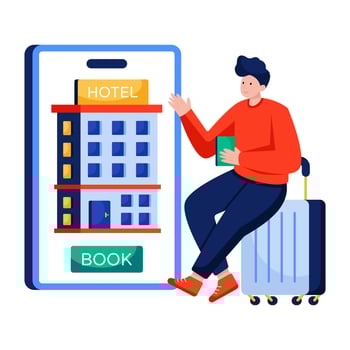An illustration design of mobile hotel booking vector