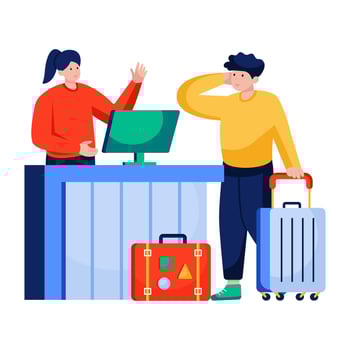 Hotel check in illustration, editable vector
