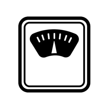 Weight scale icon. A solid black graphic symbolizing health, fitness, body measurement, wellness tracking, and personal monitoring. vector