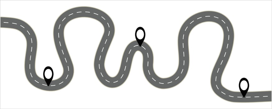 Winding Road with Location Pins Illustration vector