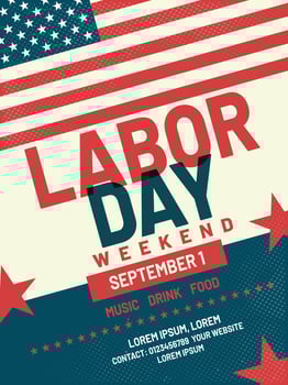 Labor Day Poster with American Flag and Retro Typography vector