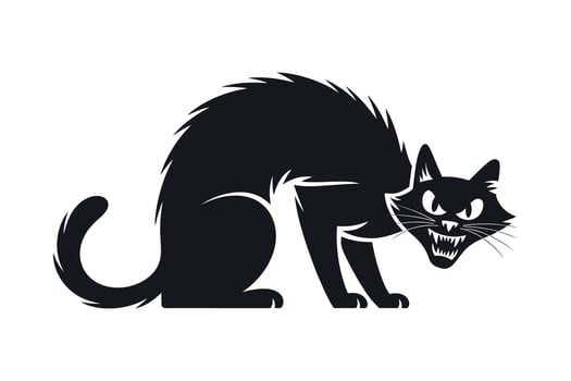 Aggressive Black Cat Silhouette Illustration for Halloween Design vector