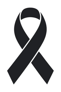 Simple Black Awareness Ribbon Icon Isolated on White Background for Support and Remembrance vector