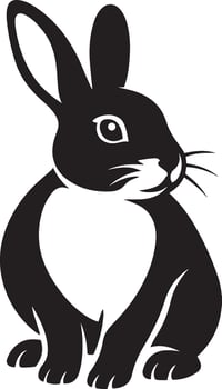 Simple black rabbit silhouette illustration, White and black rabbit outline minimal vector