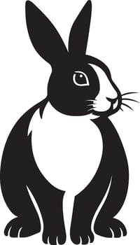 Black and white rabbit silhouette design, Clean rabbit silhouette for design use vector
