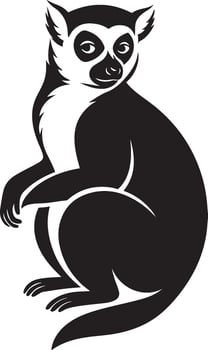 Silhouetted lemur black design artwork, Black lemur standing simple illustration vector