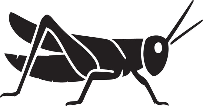 Grasshopper silhouette black illustration, Insect graphic simple black design vector