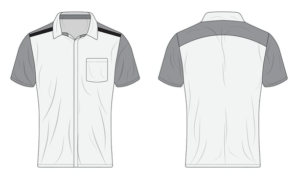 Short sleeve button down collar uniform mockup vector