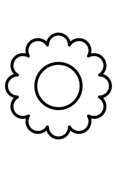 Basic floral shape, minimalist design, showing a central disc and petals vector