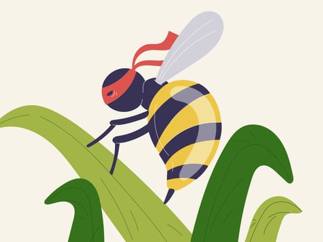 Super Bee on a Mission Cartoon Illustration vector