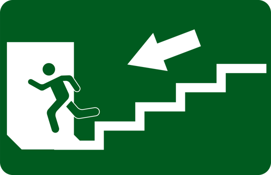 emergency stairs sign. emergency exit sign. Flat exit sign collection. Various exit signs. escape route sign. emergency route png