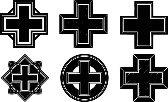 Black Cross Variations Graphic Designs, vector